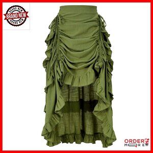 Victorian Steampunk Skirt High Low Ruffled Renaissance Festival Costume